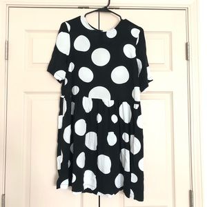 Cute black and white polka dot ASOS babydoll dress